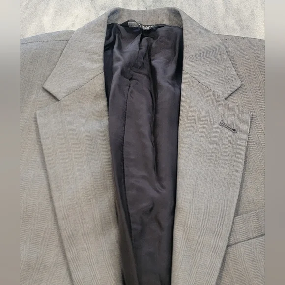 40L Men's Jos. A Bank Blazer Silver Gray Herringbone Silk & Wool Sport Coat - Picture 3 of 10